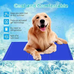 LIVIVO Dog Cooling Gel Pillow Mat - Pet Cooling Pad, Non-Toxic Gel, Self Cooling Mat for Dogs & Cats - Large/90cm x 50cm