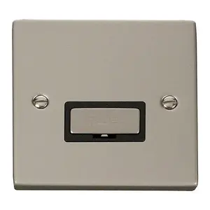 Pearl Nickel 13A Fused Ingot Connection Unit - Black Trim - SE Home