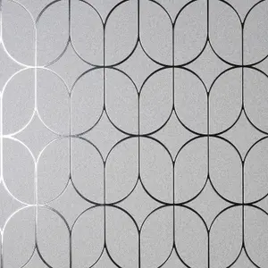 Silver Luxury Foil Geometric Wallpaper Fine Decor Textured Metallic Vinyl