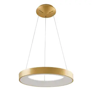 Luminosa Modern LED Hanging Pendant Brushed Gold, Warm White 3000K 2200lm