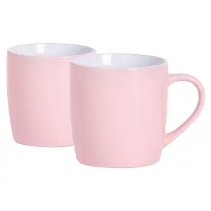 Argon Tableware - Coloured Coffee Mugs - 350ml - Pack of 2 - Pink