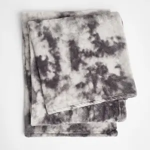 Dreamscene Tie Dye Ultra Soft Print Fleece Throw Blanket, 150 x 200cm - Charcoal