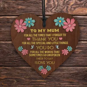 Red Ocean Mothers Day Gift Hanging Wood Sign For Mum Mummy Heart Love Sign Birthday Gift Ideas For Mum