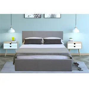 Side Lift Ottoman Bed Small Double Storage Bed Frame 4ft Grey - No Mattress