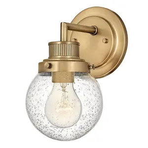 Luminosa Hinkley Poppy Bathroom Wall Lamp Heritage Brass, IP44