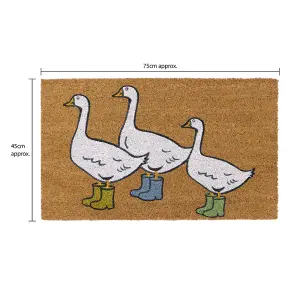 Eco-Friendly Latex Backed Coir Door Mat, Geese