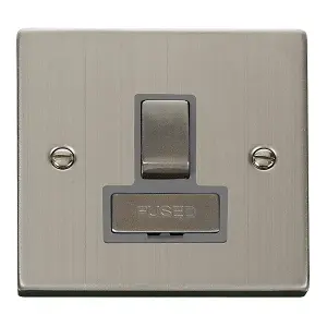 Stainless Steel 13A Fused Ingot Connection Unit Switched - Grey Trim - SE Home