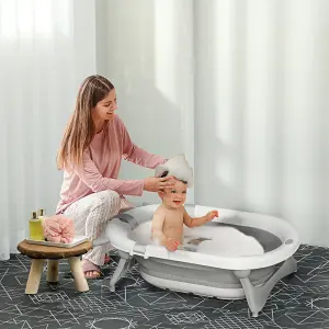 HOMCOM Foldable Baby Bath Tub Ergonomic with Temperature-Induced Water Plug