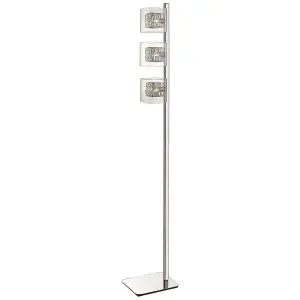 Luminosa Spring 3 Light Floor Lamp Mesh Chrome, Clear and Glass, G9