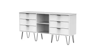 Fuji 6 Drawer Sideboard in White Matt (Ready Assembled)