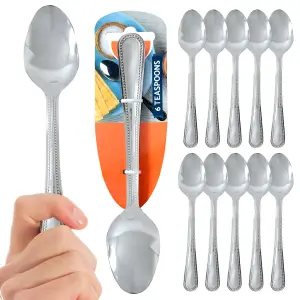 SOL Teaspoons Set of 12 - Stainless Steel Teaspoons Set of 6 x 2 for Dessert, Coffee ,  Tea Spoons 6 x 2 Dishwasher Safe