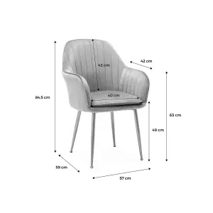 sweeek. Pair of accent velvet armchairs with metal legs Shella velvet White 57x59x84.5 cm