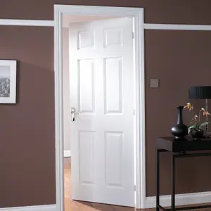 Geom 6 panel Unglazed Contemporary White Woodgrain effect Internal Fire door, (H)1981mm (W)762mm (T)44mm