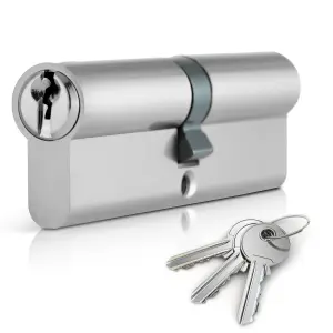 XFORT Chrome 40/45 Euro Cylinder Lock (85mm), Euro Door Barrel Lock with 3 Keys