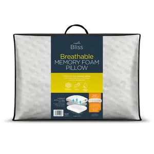 Snuggledown Breathable Memory Foam Pillow 1 Pack Firm Support Side Sleeper Orthopaedic Zipped Cover 64x38cm