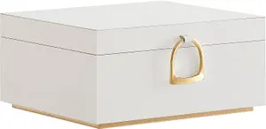 SONGMICS Jewelry Organizer, Double-layer Jewelry Box with Handle, Detachable Jewelry Tray, Jewelry Storage, Modern, White