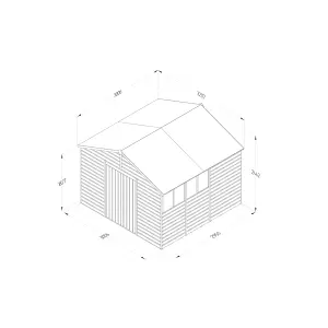 Forest Garden Beckwood Shiplap 10x10 ft Apex Natural timber Wooden Pressure treated 2 door Shed with floor & 4 windows - Assembly service included