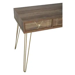 Interiors By Premier Timeless Design Desk, Ample Storage Metallic Furniture, Compact And Versatile Three Drawer Work Desk