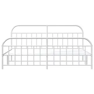 Berkfield Metal Bed Frame with Headboard and Footboard White 200x200 cm