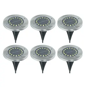 ValueLights Set of 6 - Solar Decking Lights, Solar Powered Ground Lights Garden Path Lighting, Warm White