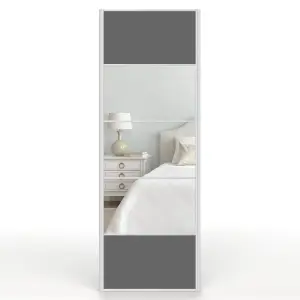 Shush Doors Mirrored Dark Grey Satin Sliding Wardrobe Door 650mm x 2000mm