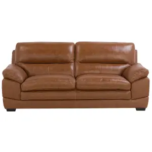 3 Seater Leather Sofa Golden Brown HORTEN