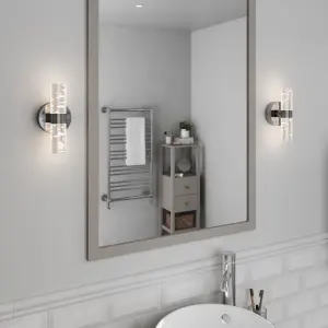 GoodHome Myvat Bubble Silver Chrome effect Double Bathroom Wired Wall light