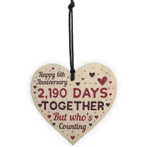 Red Ocean Handmade Wooden Heart Plaque Gift To Celebrate 6th Wedding Anniversary Husband Wife Keepsake