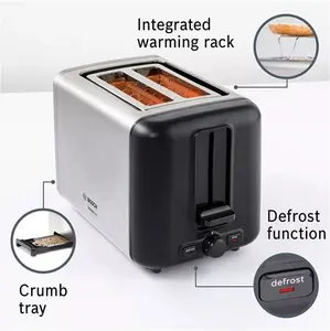 Bosch Designline 2 Slice Toaster, Stainless Steel