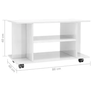 Berkfield TV Cabinet with Castors High Gloss White 80x40x40 cm Engineered Wood