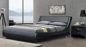 Comfy Living 4ft6 Mallorca Faux Leather Bed Frame Black