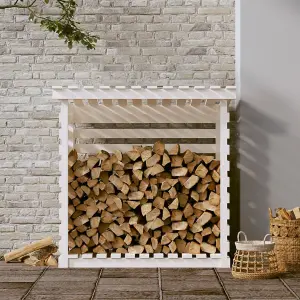 Berkfield Firewood Rack White 108x73x108 cm Solid Wood Pine