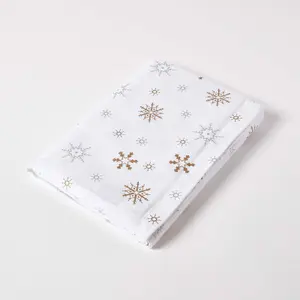 Homescapes Gold Snowflake Christmas Tablecloth 137 x 228 cm