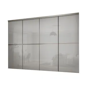 Minimalist Panelled Grey 4 door Sliding Wardrobe Door kit (H)2260mm (W)2400mm