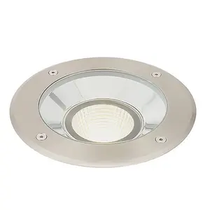 Luminosa Hoxton Outdoor 16.5W LED Recessed Ground Light Brushed Stainless Steel, IP67, 3000K