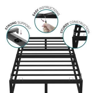 House of Home Single Bed Frame Black Extra Strong Platform Metal Frame Bedroom Easy Build