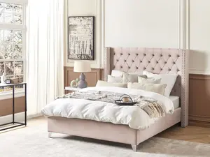 Velvet EU Double Size Bed Pink LUBBON