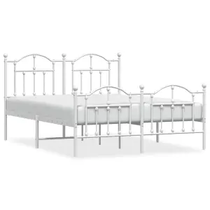 Berkfield Metal Bed Frame with Headboard and Footboard White 140x200 cm