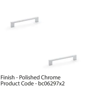 2 PACK - Slim Square Bar Pull Handle - Polished Chrome - 160mm Centres SOLID BRASS Drawer