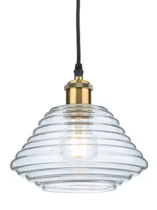 Luminosa Logan Dome Pendant Light Antique Brass with Clear Glass