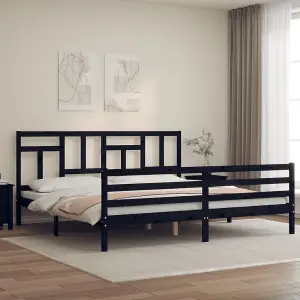 Berkfield Bed Frame with Headboard Black 200x200 cm Solid Wood