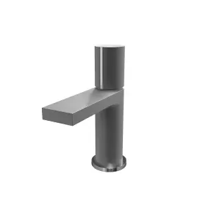 Nes Home Matt Grey Handleless Futuristic Basin Mixer Tap Deck Mounted Brass Core