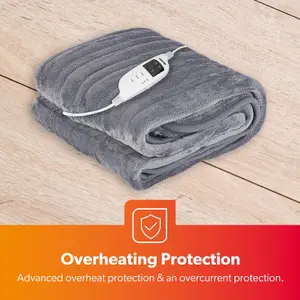 Geepas Heated Throw Blanket Fleece Electric Over Soft Fleece 9 Settings