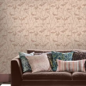 Clarissa Hulse Wild Chervil Shell Pink & Rose gold effect Smooth Wallpaper