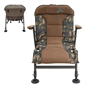 CARPZILLA Portable Folding Camping Fishing Chair 4CM Cushion 150KG Capacity Camo