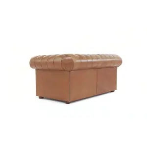 Chesterfield 2 Seater Old English Tan Real Leather Sofa Bespoke In Classic Style