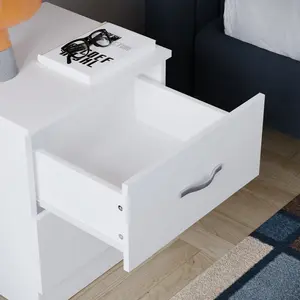 Maybery 2 Drawer Bedside Table, Bedroom Storage Cabinet White