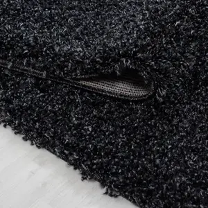 Thick Large 5cm Pile Shaggy Rug Living Room Bedroom Hallway Non-Shed Rug Runner Carpet (Anthracite, 60 x 110cm)