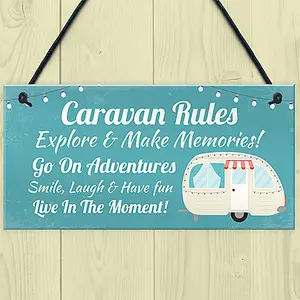 Red Ocean Caravan Rules Sign Hanging Door Plaque Caravan Sign Holiday Gift For Him Her Men Women