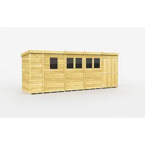 DIY Sheds 17x4 Pent Shed - Double Door With Windows